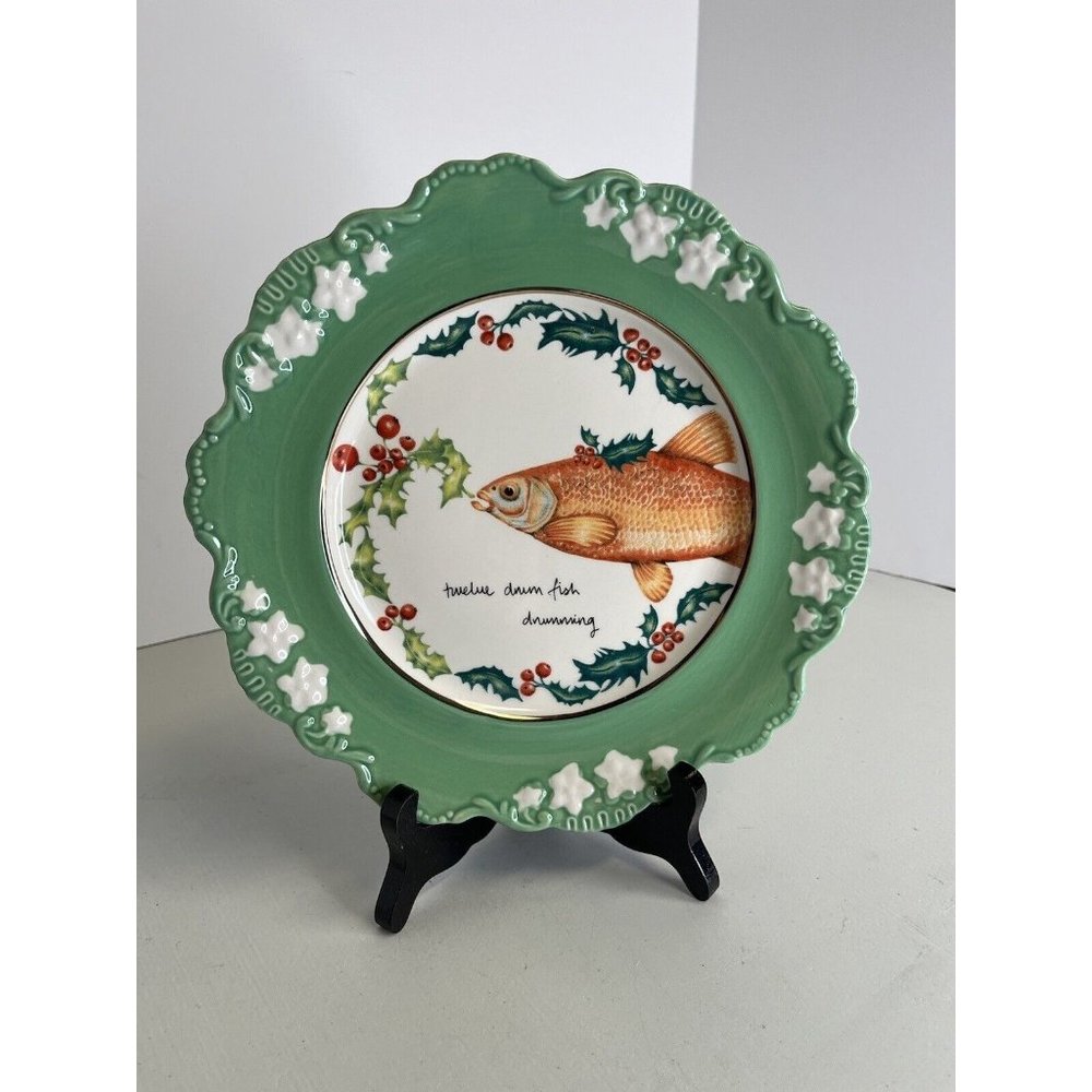 Anthropologie Lou Rota 12 Days of Christmas Dessert Plate 12 Drummers 9" Plate